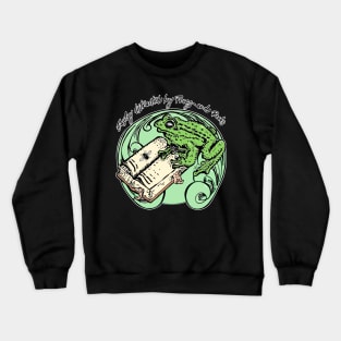Easily Distracted by Frogs and Books cottagecore vintage Crewneck Sweatshirt